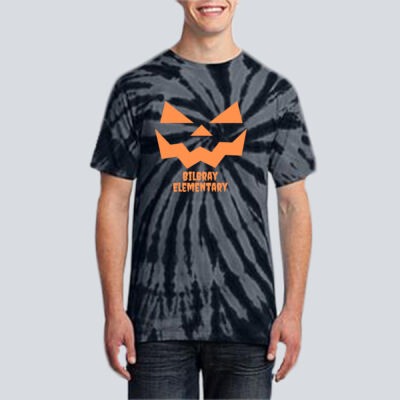 Adult Tie-Dye T-Shirt - Fall Holidays - Jack O' Lantern - Orange Thumbnail